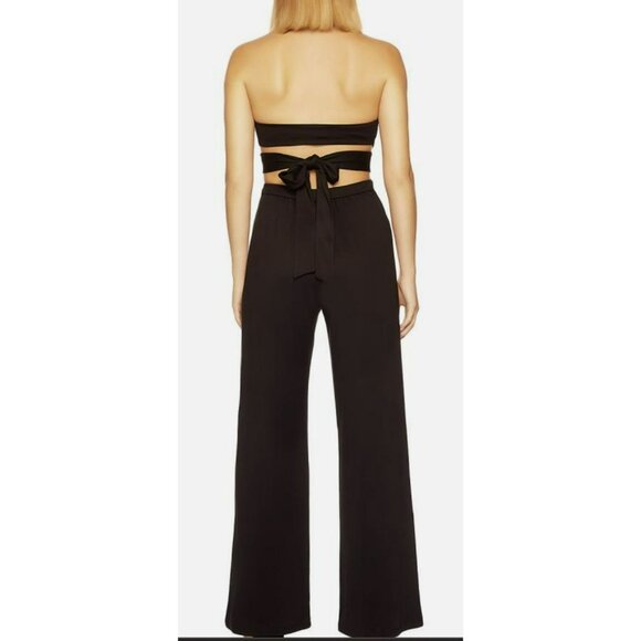 Susana Monaco Jumpsuit Sleeveless Halter Tie Open Back Stretch Small Midnight - Picture 3 of 8